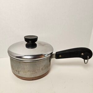 Revere Ware Pre 1968 3/4 Qt Saucepan Copper Clad Bottom Stainless Steel Pot Lid